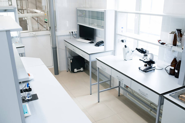 Interior of empty science laboratory in modern clinic, copy space - Photo, Image