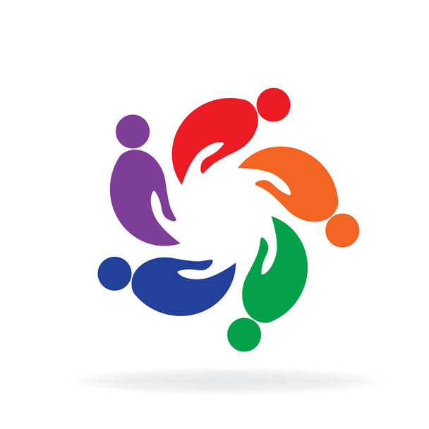 Logo ruce týmová práce lidí šablona ikony vektorový obrázek - Vektor, obrázek