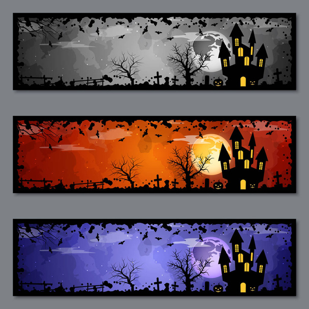 Halloween colorful banners vector templates collection - Vektor, kép