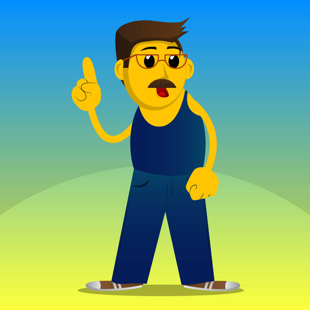 Yellow man making a point. Vector cartoon illustration. - Vecteur, image