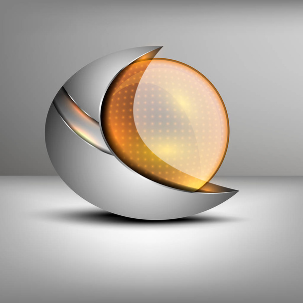 Ilustração vetorial de emblema em forma de esfera colorida
 - Vetor, Imagem