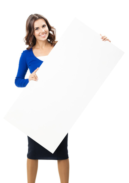 Beautiful young woman with blank signboard - Foto, Imagem