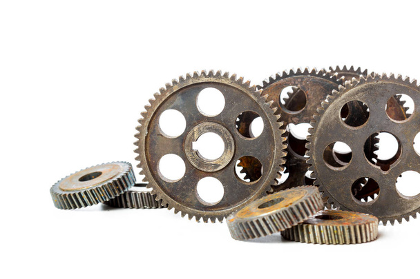 Old Rusty Gears isolated on white - Photo, Image