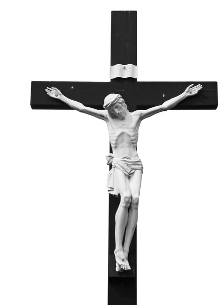 Ristiinnaulitseminen patsas eristetty valkoinen
 - Valokuva, kuva