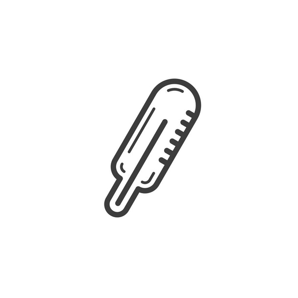 black and white simple vector line art outline icon of thermometer - Vector, Image