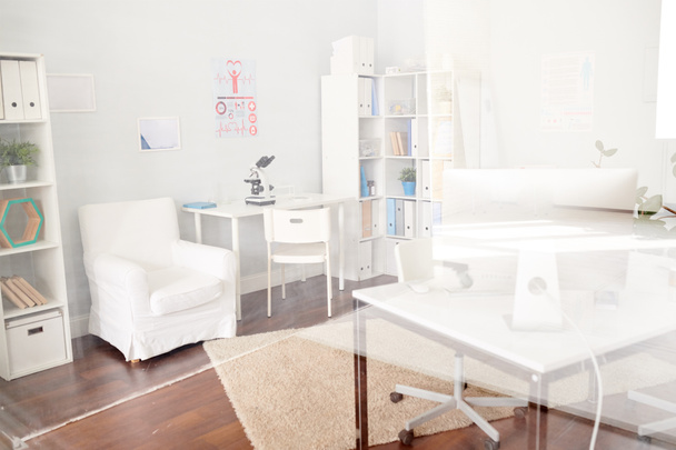 Background image of empty doctors office interior in modern private clinic, copy space - 写真・画像