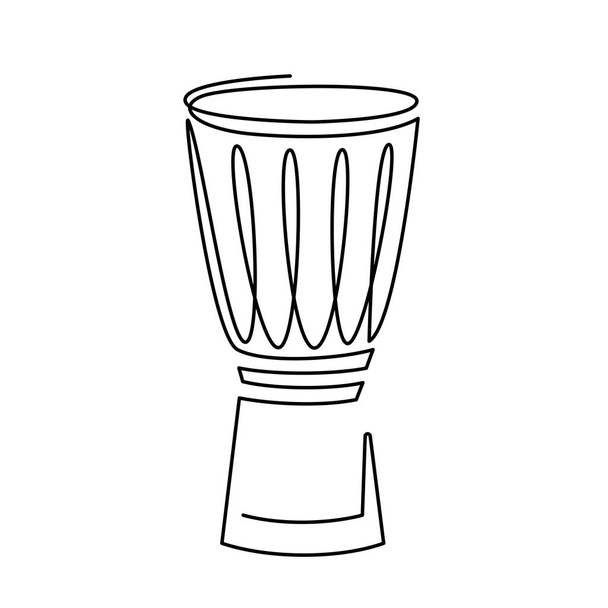 continuous line drawing of Snare Drum vector icon. Musical instrument single line for decoration, design, invitation jazz festival, music shop - Vetor, Imagem