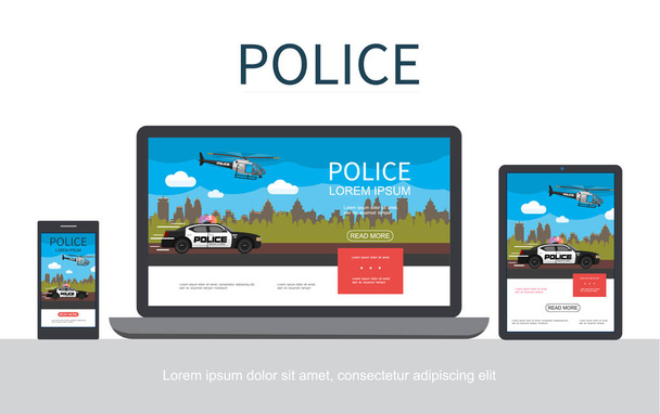 Flat Police Colorful Concept - Vector, Image