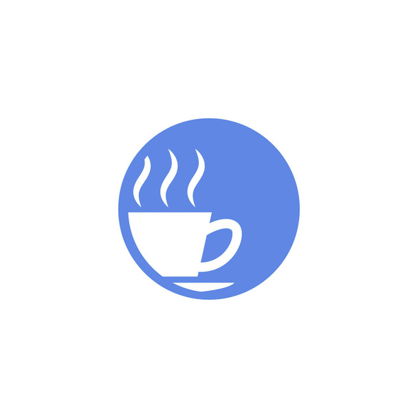 bleu et blanc simple vecteur art plat icône ronde de tasse à café
 - Vecteur, image