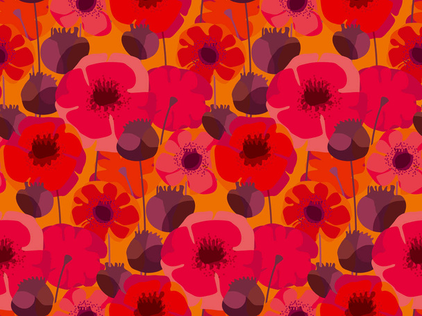 Dekorative Rote Mohn wiederholbare Blumenmotiv   - Vektor, Bild