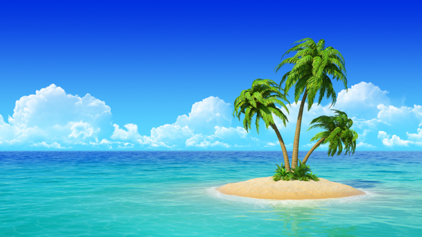 Тропический остров с пальмами. - Фото, изображение