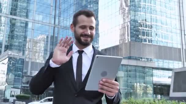 Businessman Walking and Talking on Video Chat - Video