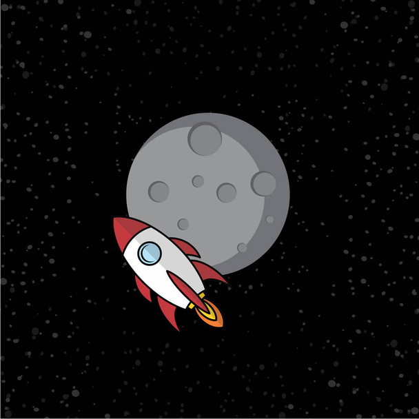 avaruusalus raketti Explorer mustalla taustalla
  - Vektori, kuva