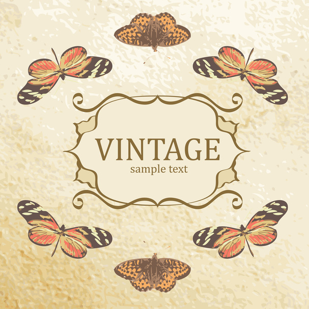 Vintage background with butterflies. Vector. - Vector, Image
