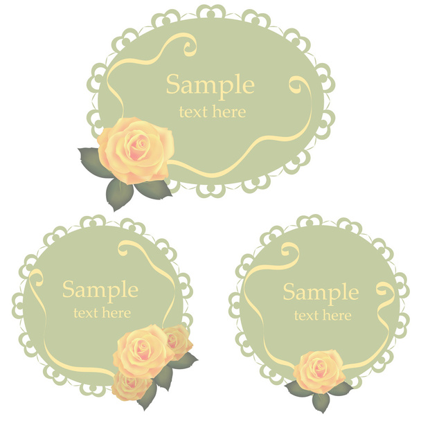 Vector floral lace frames with roses - Vector, Image