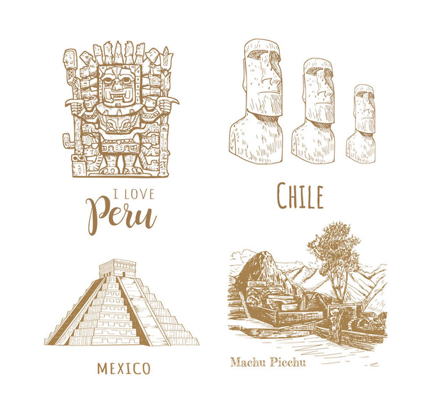 Μνημεία της Λατινικής Αμερικής.  - Διάνυσμα, εικόνα