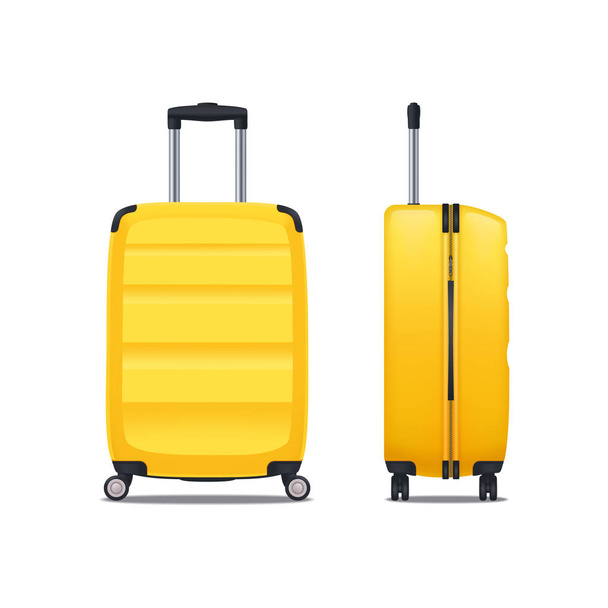 Nowoczesne żółta walizka z tworzywa sztucznego - Wektor, obraz