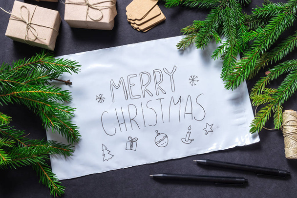 White polythene envelope, Marry Christmas concept - Фото, изображение