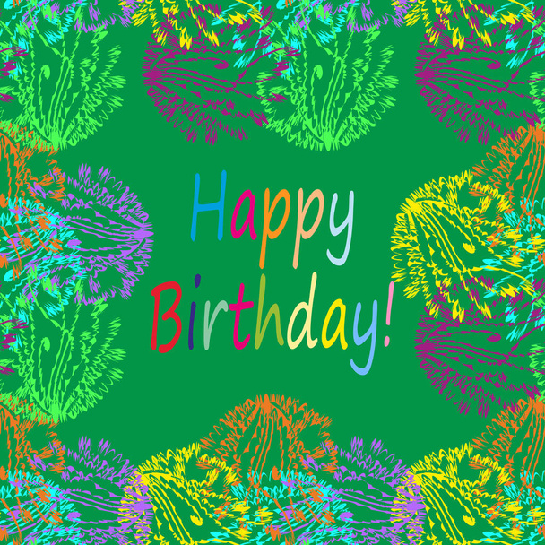 Abstract zentangle inspired art tracery card design with doodle in bright colors. - Vector, Image