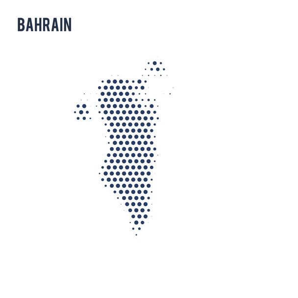 Dotted map of Bahrain isolated on white background. - Vector, Image