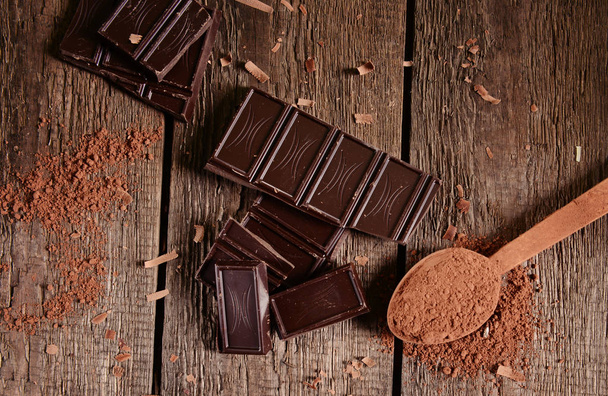 Pieces of black chocolate - Photo, Image