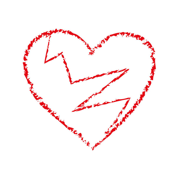 Σπασμένα εικονίδιο καρδιάς με ζωγραφική με το πινέλο απομονώνονται σε λευκό φόντο, σκασίλα διάνυσμα και εικονογράφηση - Διάνυσμα, εικόνα