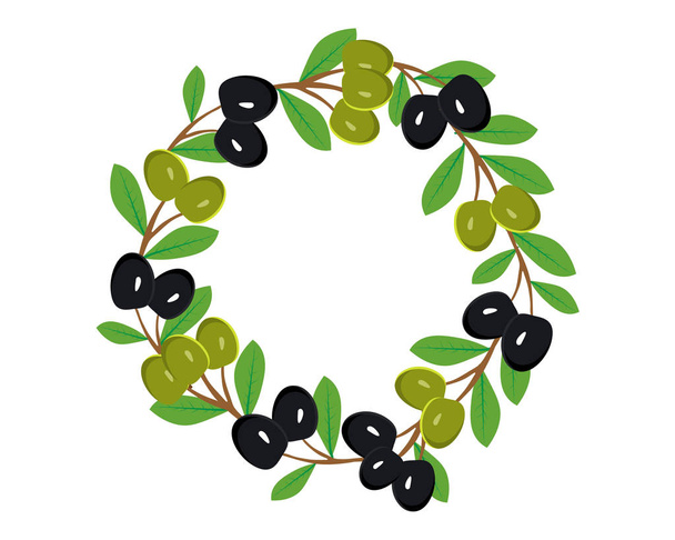 Branches of green and black olives - Vector, Image