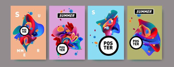 Plantilla de diseño de póster de verano colorido. Fondo líquido y líquido para el verano
 - Vector, imagen