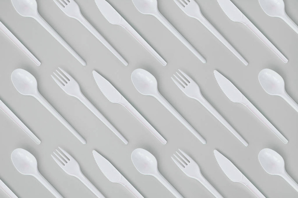 Fork, Spoons and Knives Flat Lay  - Фото, изображение