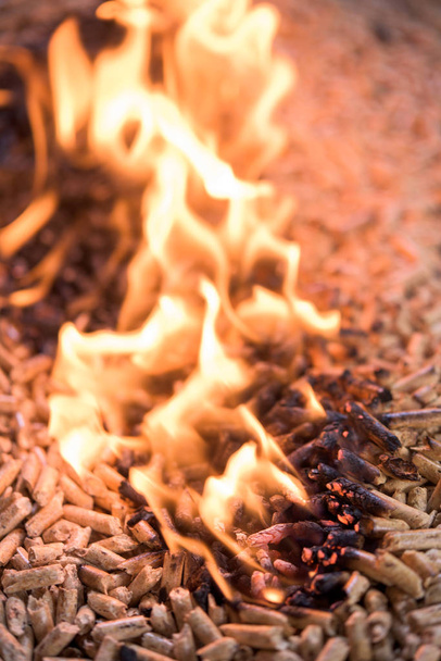 Pelet soba Isıtma ev yanan - Fotoğraf, Görsel