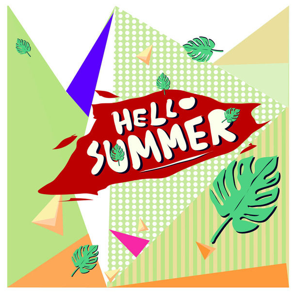 Vetor colorido banner de verão. Ilustração fundo tropical para festival de verão
. - Vetor, Imagem