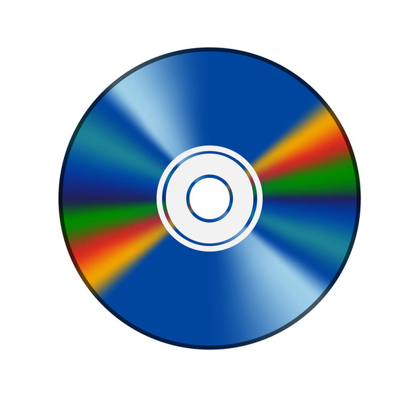 Realistinen kuva CD:stä tai DVD:stä. Kompakti levy. Tietojen digitaalinen tallennus multimediassa. Tietotekniikka. Levykuvake. Tasainen vektori kuva eristetty valkoisella taustalla
. - Vektori, kuva