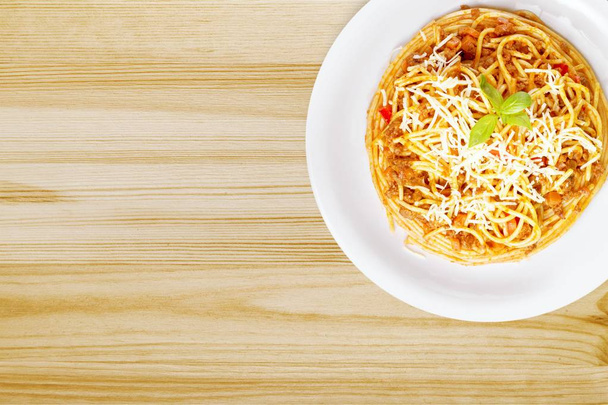 Spaghetti pasta and cheese, close-up view  - Photo, Image