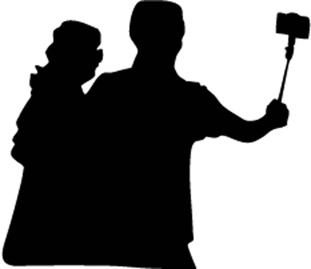 Selfie silhouette illustration on white - Photo, Image