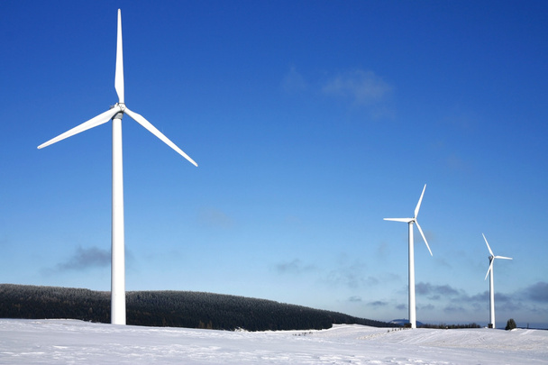 wind power turbines in snowy landscape - Photo, Image