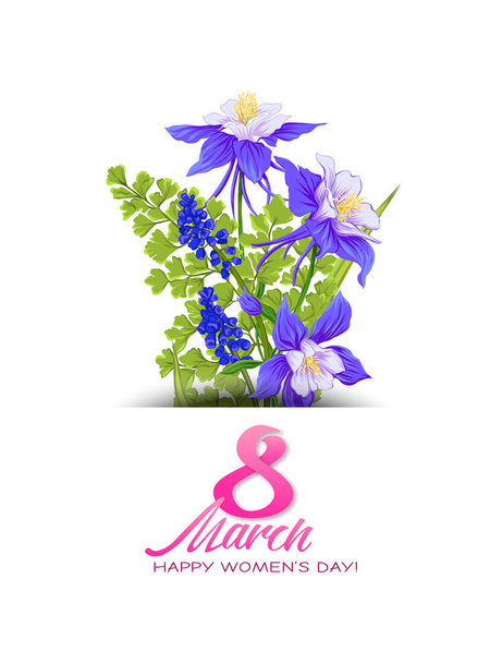 Bouquet of spring flowers for 8 March. Colorful realistic vector illustration - Vettoriali, immagini