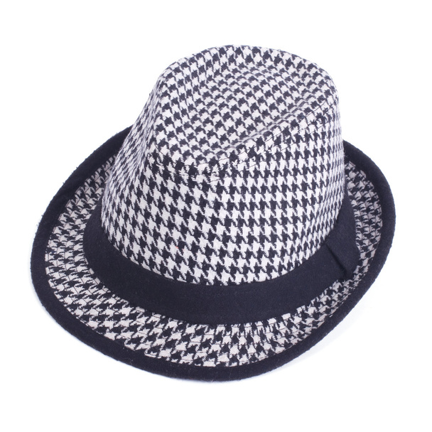黒と白のフェルトの帽子。ユニセックス - 写真・画像