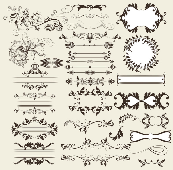 calligraphic retro vector elements and page decorations - Vector, imagen