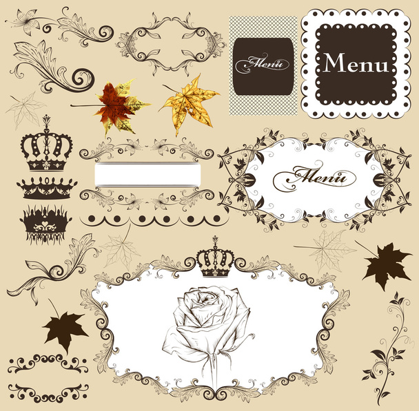 Calligraphic design elements and page decorations - Vector, Imagen