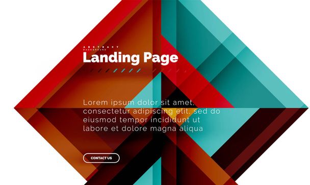 Square shape geometric abstract background, landing page web design template - Vector, Image