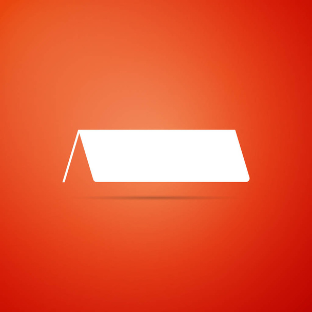 Иконка с бумажной картой на оранжевом фоне. Значок карточки палатки. Плоский дизайн. Векторная миграция
 - Вектор,изображение