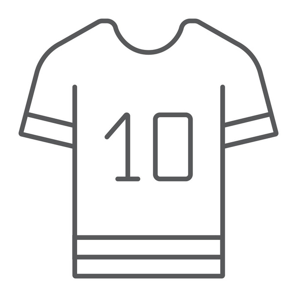 Спортивна сорочка тонка лінія значок, одяг і спорт, футболка знак, векторна графіка, лінійний візерунок на білому тлі, eps 10
. - Вектор, зображення
