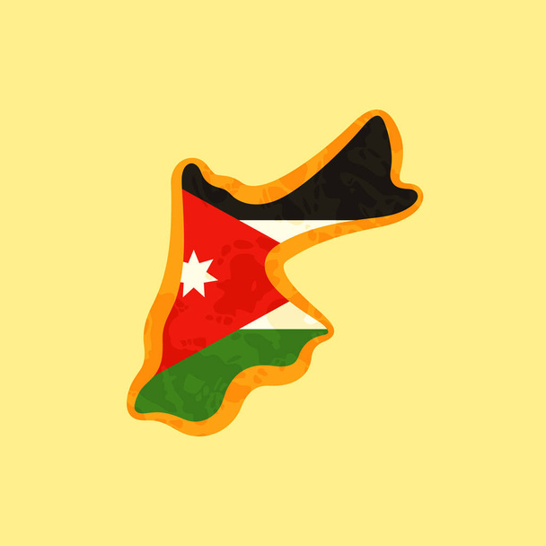 Mappa della Giordania colorata con bandiera giordana e contrassegnata con linea dorata in stile grunge vintage
. - Vettoriali, immagini