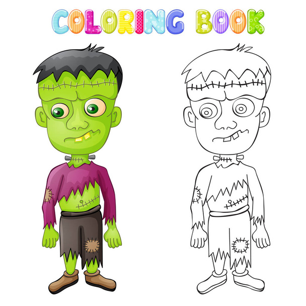 Frankenstein espeluznante para colorear para Halloween
 - Vector, Imagen