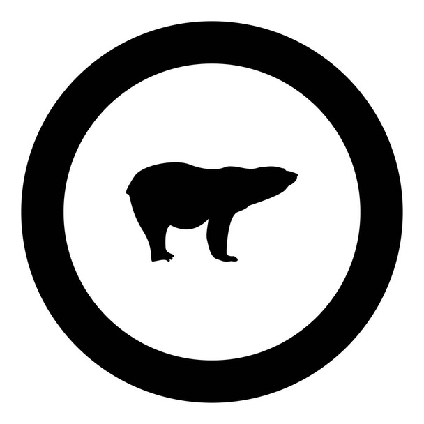Lední medvěd ikonu černé barvy v kroužek vektorové ilustrace - Vektor, obrázek