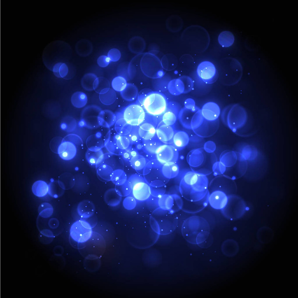Bokeh effect Blue light background. Christmas Lights Concept. Vector illustration - Wektor, obraz