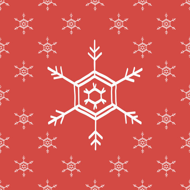 Εικονογράφηση διάνυσμα κόκκινο λευκό μοτίβο απρόσκοπτη νιφάδα χιονιού - Διάνυσμα, εικόνα