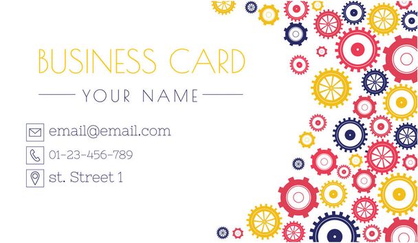gears business card. Technology and innovation. A bright template. - Διάνυσμα, εικόνα