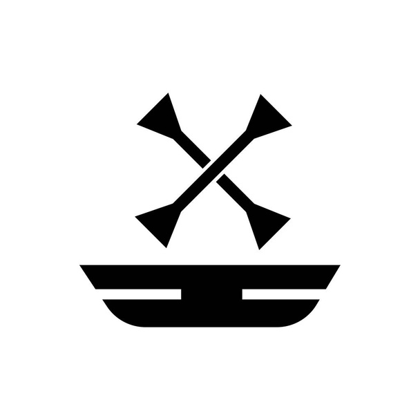 Каноэ со знаком вектора строки и символом, изолированным на белом берегу
 - Вектор,изображение