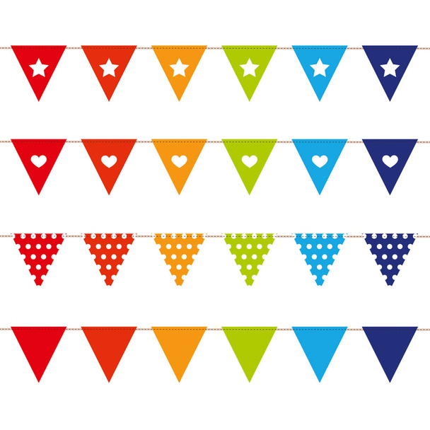 Bandiere colorate con motivo isolato su sfondo bianco
 - Vettoriali, immagini
